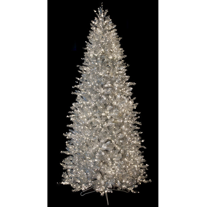 9'Hx53"W Tinsel Norway Spruce Artificial Christmas Tree, Micro LED Pre-Lit -Silver - C-232154
