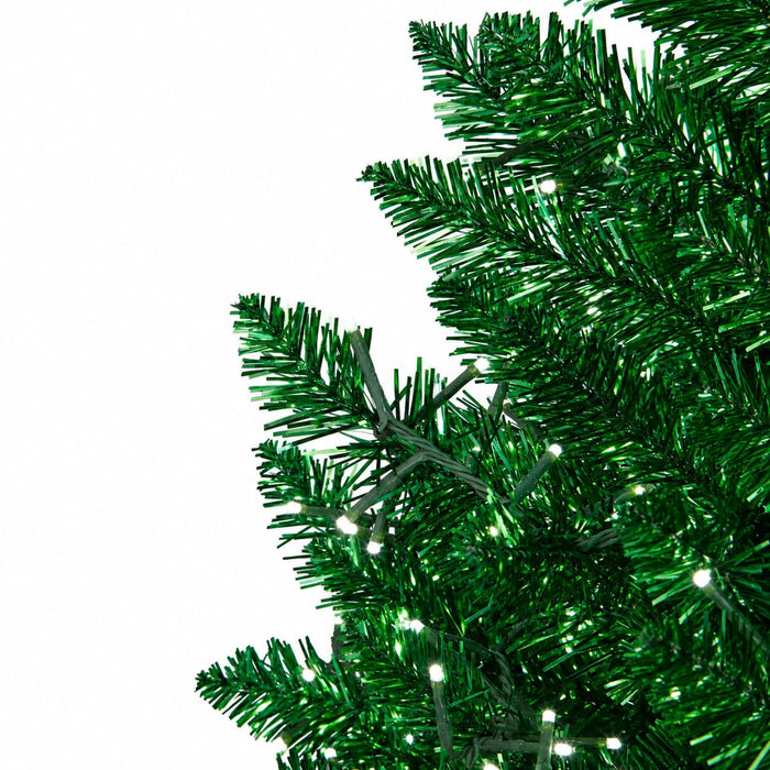 5'Hx32"W Tinsel Sparkling Artificial Christmas Tree, Micro LED Pre-Lit (Cool White) -Green - C-240175