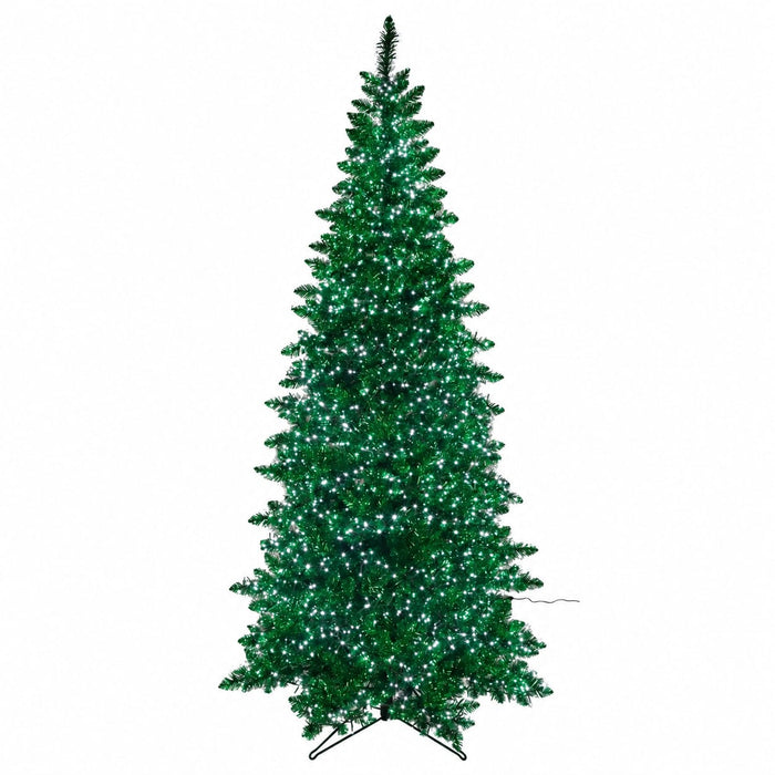5'Hx32"W Tinsel Sparkling Artificial Christmas Tree, Micro LED Pre-Lit (Cool White) -Green - C-240175