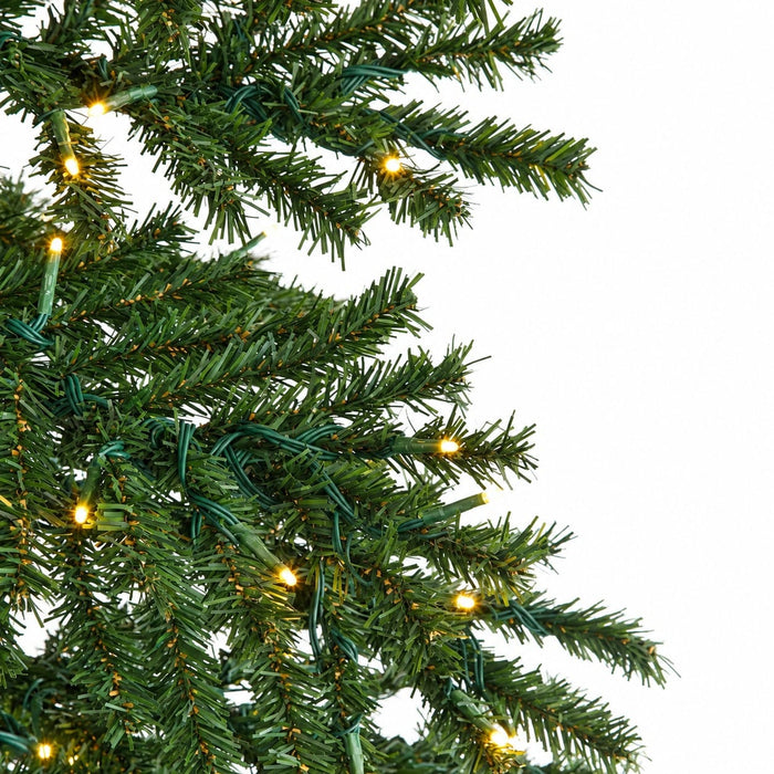 5'Hx28"W Alpine Artificial Christmas Tree, LED Pre-Lit (Warm White, Multi-Mode) -Green - C-240304