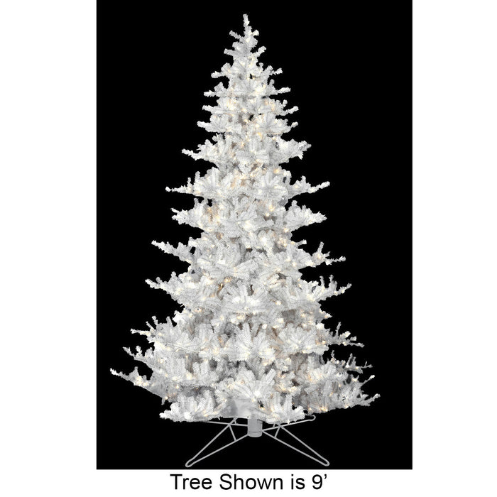 12'Hx94"W Pine Artificial Christmas Tree, Micro LED Pre-Lit (Warm White, Multi-Mode) -White - C-240394