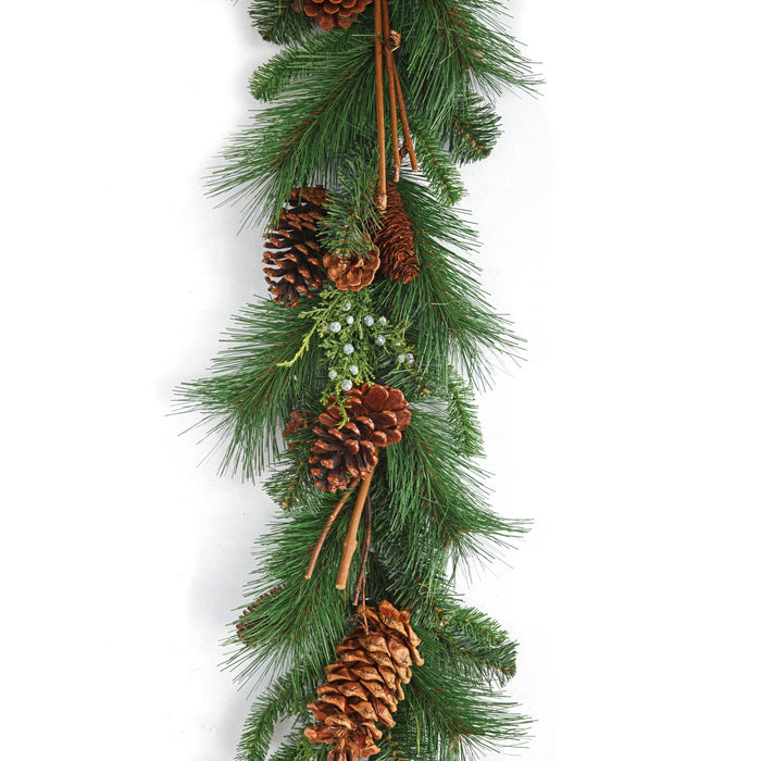 6'Lx8"W Sugar Pine & Pinecone Artificial Garland -Green/Brown (Pack of 2) - C-250000