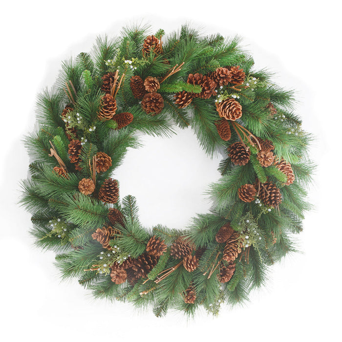 36" Mixed Sugar Pine Artificial Hanging Wreath w/Pinecones -Green/Brown - C-250030
