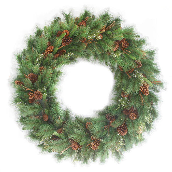 48" Mixed Sugar Pine Artificial Hanging Wreath w/Pinecones -Green/Brown - C-250040