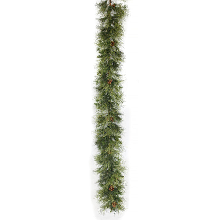 9'Lx14"W PE Artificial Whitney Pine Garland, Micro LED Pre-Lit -Green (Pack of 2) - C-250144