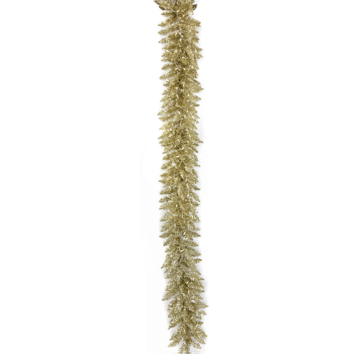 9'Lx11"W Tinsel Sparkling Artificial Garland, LED Pre-Lit -Champagned (Pack of 2) - C-250194