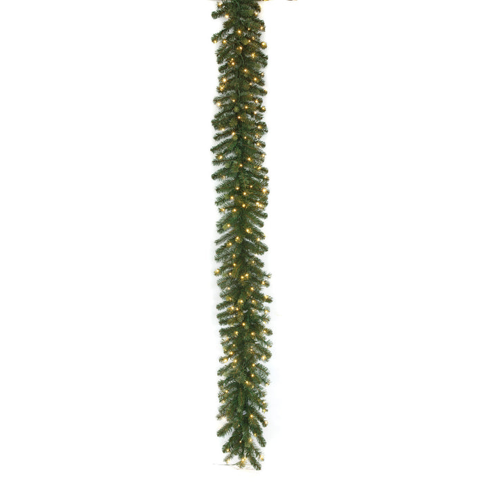 9'Lx10"W PE Artificial Grand Noble Fir Garland, Micro LED Pre-Lit (Multi-Mode) -Green (Pack of 2) - C-250269
