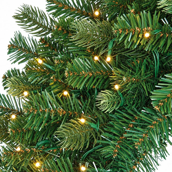 48" PE Artificial Grand Noble Fir Wreath, Micro LED Pre-Lit (Multi-Mode) -Green - C-250289