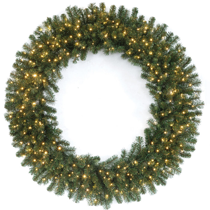 48" PE Artificial Grand Noble Fir Wreath, Micro LED Pre-Lit (Multi-Mode) -Green - C-250289