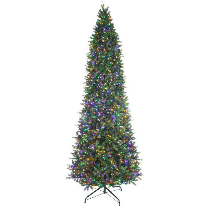 12'Hx62"W PE Grand Noble Fir Artificial Christmas Tree, Micro LED Pre-Lit (Multi-Mode) -Green - C-250309