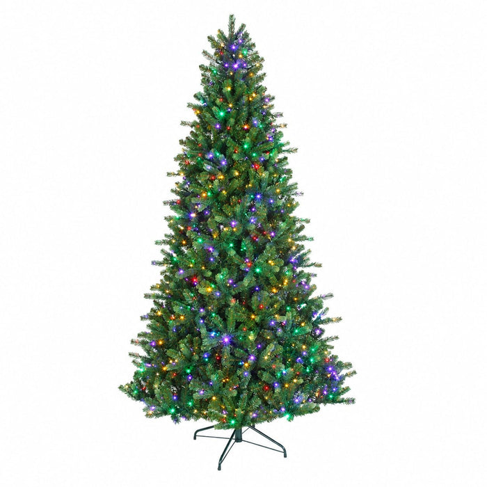 9'Hx58"W PE Grand Noble Fir Artificial Christmas Tree, Micro LED Pre-Lit (Multi-Mode) -Green