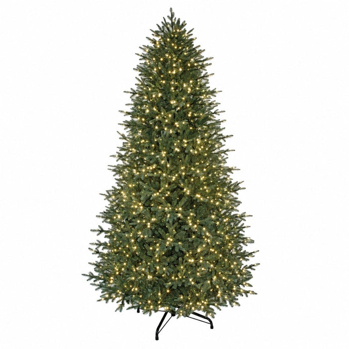 12'Hx73"W PE Blue Emerald Pine Artificial Christmas Tree, Micro LED Pre-Lit -Green - C-250354