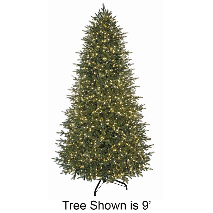 12'Hx73"W PE Blue Emerald Pine Artificial Christmas Tree, Micro LED Pre-Lit -Green - C-250354