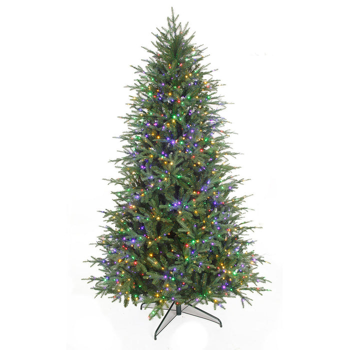 7'6"x57"W PE Grand Empress Fir Artificial Christmas Tree, Micro LED Pre-Lit (Multi-Mode) -Green - C-250369