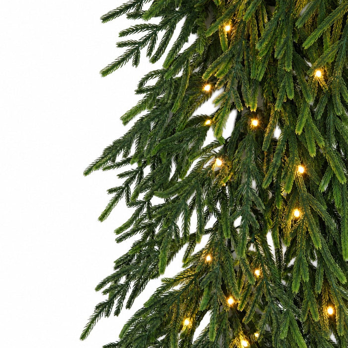 9'Lx16"W PE Norfolk Pine Artificial Garland, Micro LED Pre-Lit (Warm White, Multi-Mode) -White (Pack of 2) - C-250524