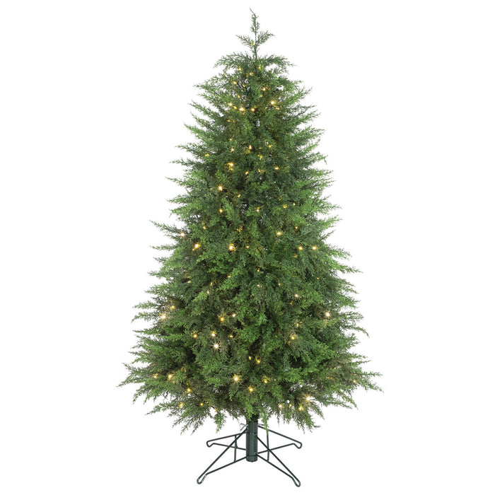 5'x35"W PE Slim Northern Cedar Artificial Christmas Tree, Micro LED Pre-Lit (Multi-Mode) -Green - C-250564