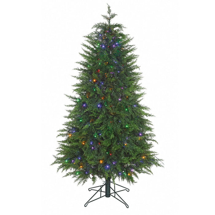 5'x35"W PE Slim Northern Cedar Artificial Christmas Tree, Micro LED Pre-Lit (Multi-Mode) -Green - C-250564