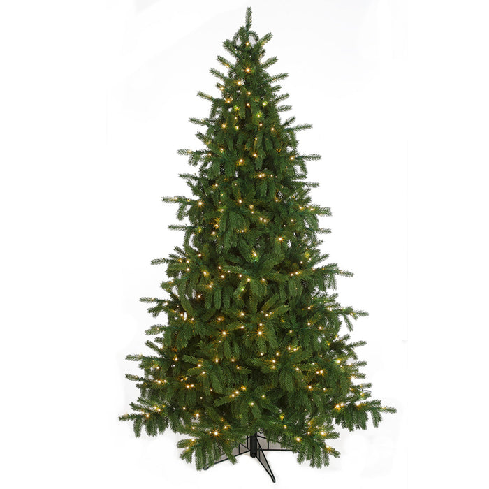 7'6"x54"W PE Norway Spruce Artificial Christmas Tree, Micro LED Pre-Lit (Multi-Mode) -Green - C-250594