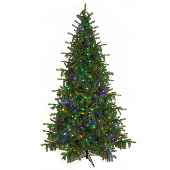 7'6"x54"W PE Norway Spruce Artificial Christmas Tree, Micro LED Pre-Lit (Multi-Mode) -Green - C-250594