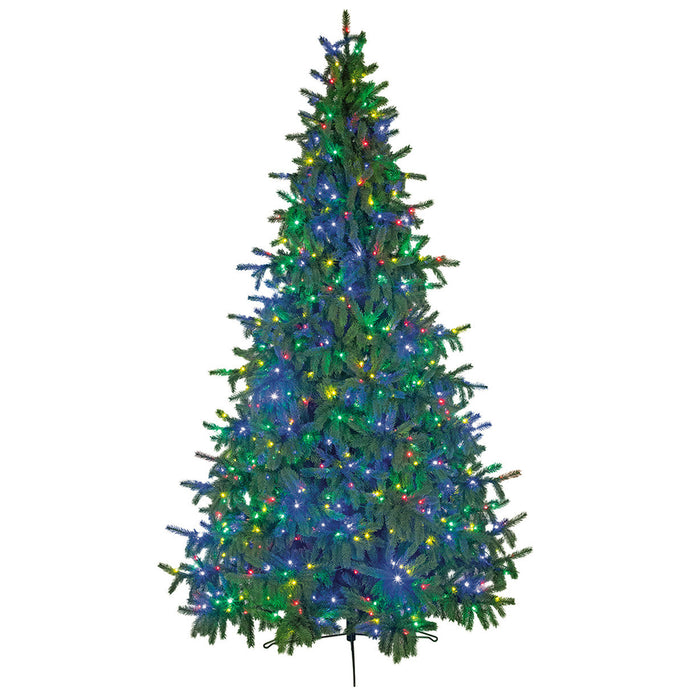 9'x63"W PE Norway Spruce Artificial Christmas Tree, Micro LED Pre-Lit (Multi-Mode) -Green - C-250604