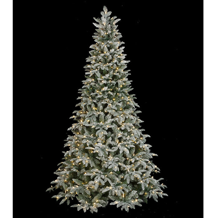 7'6"Hx55"W PE Flocked Canaan Fir Artificial Christmas Tree, LED Pre-Lit (Multi-Mode) -White/Green - C-250614