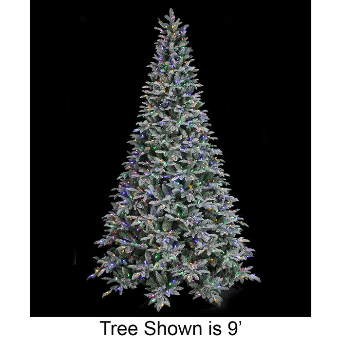 12'Hx87"W PE Flocked Canaan Fir Artificial Christmas Tree, LED Pre-Lit (Multi-Mode) -White/Green - C-250634