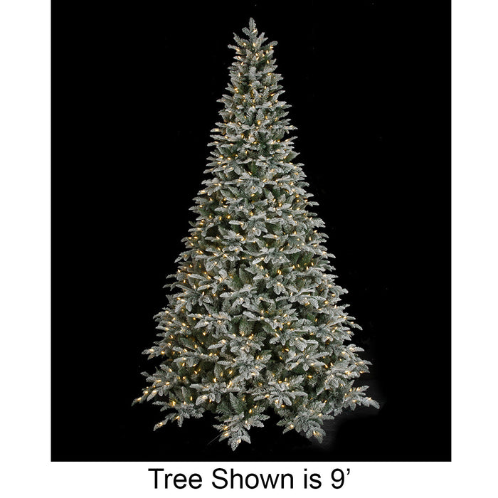 12'Hx87"W PE Flocked Canaan Fir Artificial Christmas Tree, LED Pre-Lit (Multi-Mode) -White/Green - C-250634