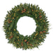 36" PE Artificial Marquett Pine & Pinecone Wreath, Micro LED Pre-Lit -Green - C-250774