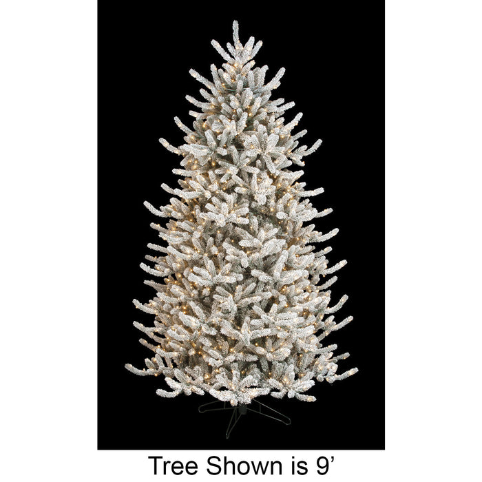 7'6"Hx60"W PE Flocked Windsor Spruce Artificial Christmas Tree, Micro LED Pre-Lit (Multi-Mode) -White/Green - C-250799