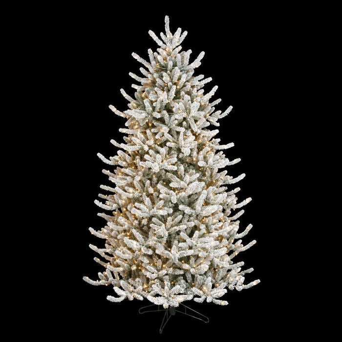 7'6"Hx60"W PE Flocked Windsor Spruce Artificial Christmas Tree, Micro LED Pre-Lit (Multi-Mode) -White/Green - C-250799