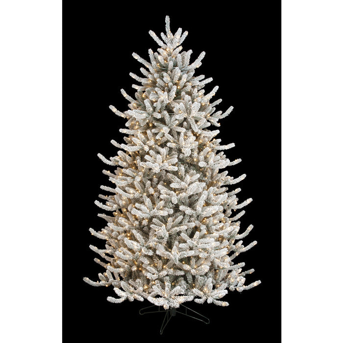 9'Hx65"W PE Flocked Windsor Spruce Artificial Christmas Tree, Micro LED Pre-Lit (Multi-Mode) -White/Green - C-250809