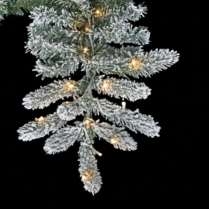 7'6"Hx60"W PE Flocked Windsor Spruce Artificial Christmas Tree, Micro LED Pre-Lit (Multi-Mode) -White/Green - C-250799