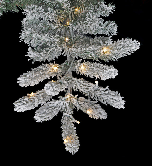 12'Hx83"W PE Flocked Windsor Spruce Artificial Christmas Tree, Micro LED Pre-Lit (Multi-Mode) -White/Green - C-250819