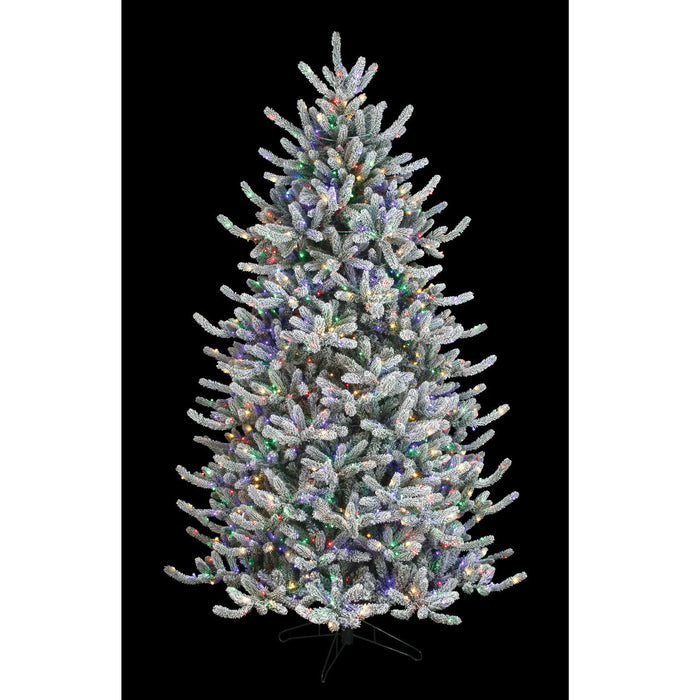 9'Hx65"W PE Flocked Windsor Spruce Artificial Christmas Tree, Micro LED Pre-Lit (Multi-Mode) -White/Green - C-250809