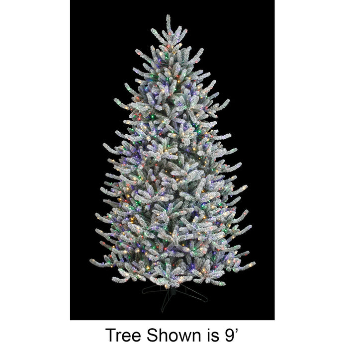 12'Hx83"W PE Flocked Windsor Spruce Artificial Christmas Tree, Micro LED Pre-Lit (Multi-Mode) -White/Green - C-250819