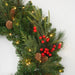 48" PE Artificial Red Lodge Mixed Pine Wreath, Micro LED Pre-Lit -Green/Red - C-250964