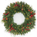 30" PE Artificial Red Lodge Mixed Pine Wreath, Micro LED Pre-Lit -Green/Red - C-250944