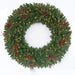 48" PE Artificial Red Lodge Mixed Pine Wreath, Micro LED Pre-Lit -Green/Red - C-250964