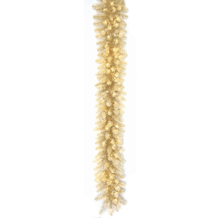 9'Lx14"W Tinsel Matt Vintage Artificial Garland, Micro LED Pre-Lit -White (Pack of 2) - C-251054