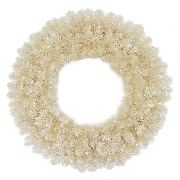 36" Tinsel Matt Vintage Artificial Wreath, Micro LED Pre-Lit -White - C-251074