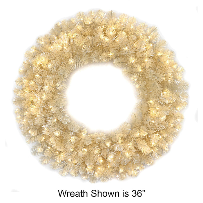 48" Tinsel Matt Vintage Artificial Wreath, Micro LED Pre-Lit -White - C-251084