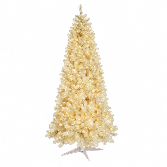 5'Hx32"W Tinsel Matte Vintage Artificial Christmas Tree, Micro LED Pre-Lit -White - C-251094