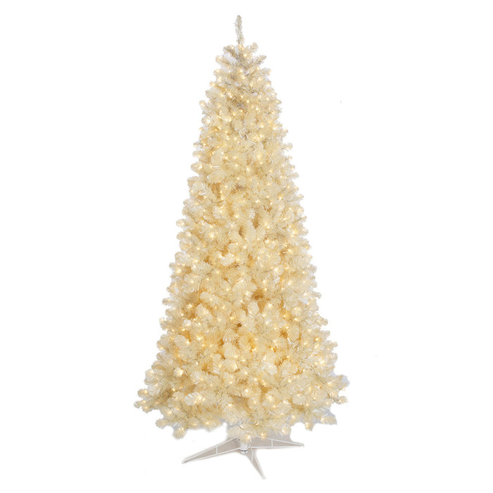 7'6"Hx47"W Tinsel Matte Vintage Artificial Christmas Tree, Micro LED Pre-Lit -White - C-251104