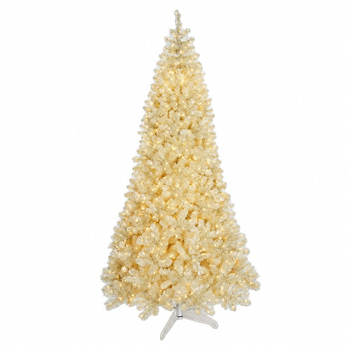 15'Hx84"W Tinsel Matte Vintage Artificial Christmas Tree, Micro LED Pre-Lit -White - C-251304