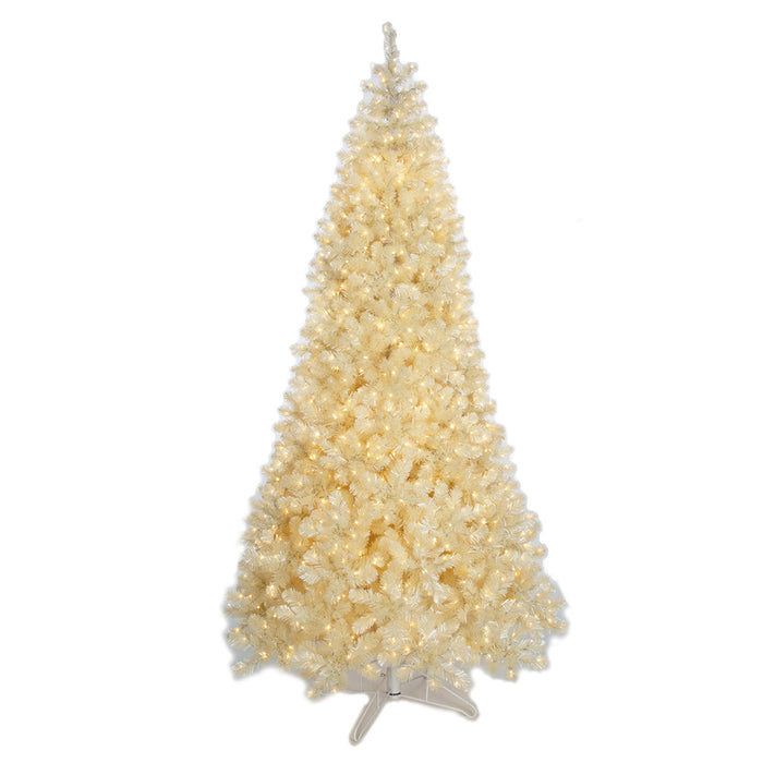 9'Hx58"W Tinsel Matte Vintage Artificial Christmas Tree, Micro LED Pre-Lit -White - C-251114