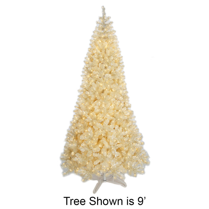 12'Hx70"W Tinsel Matte Vintage Artificial Christmas Tree, Micro LED Pre-Lit -White - C-251124