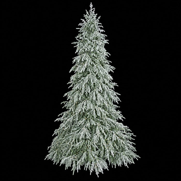 9'Hx71"W PE Flocked Norfolk Pine Artificial Christmas Tree -White/Green - C-260150