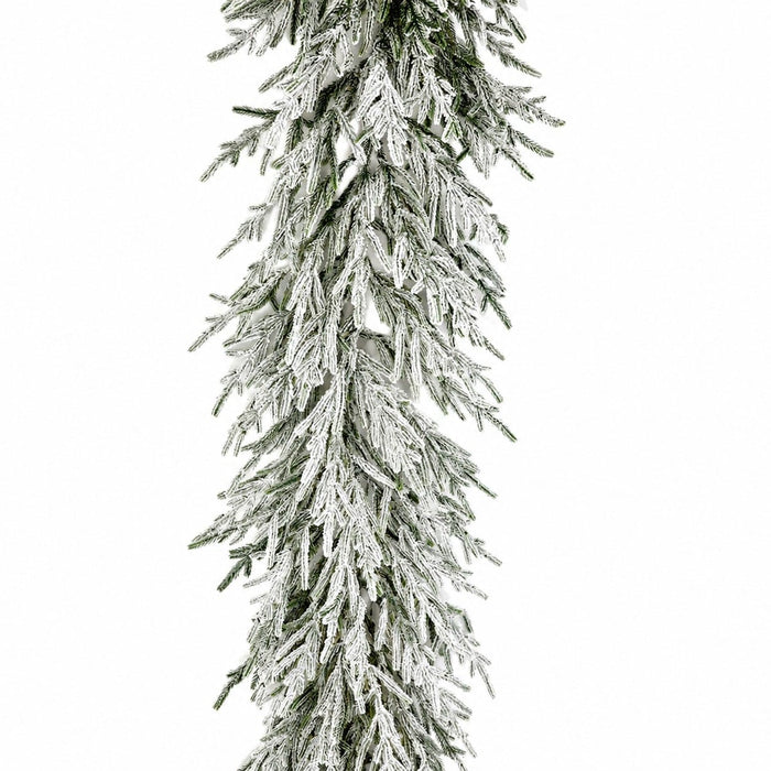 9'Lx16"W PE Flocked Norfolk Pine Artificial Garland -White (Pack of 2) - C-260190