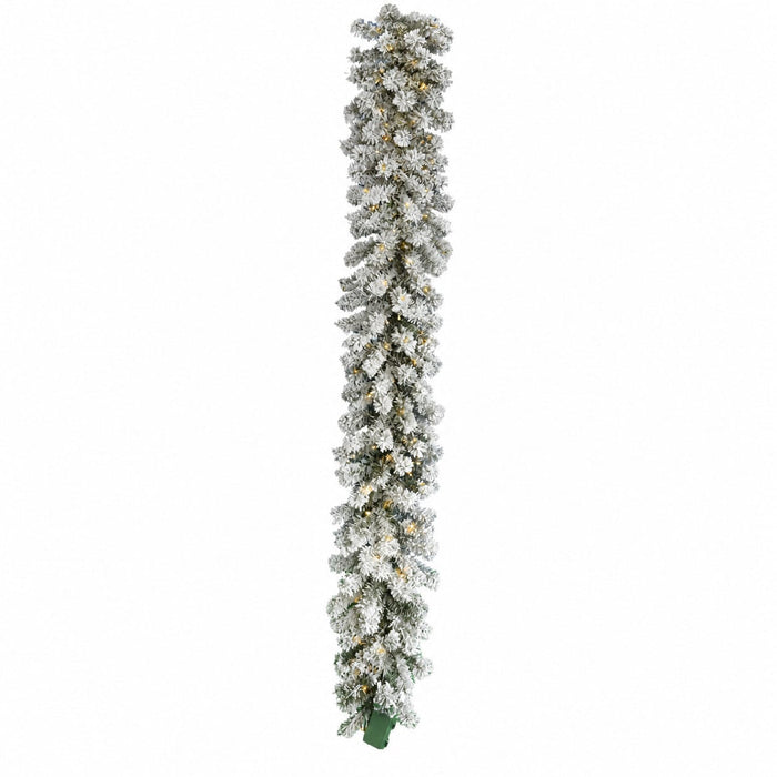 6'Lx12"W Artificial Pine Garland, Battery Micro LED Pre-Lit -White/Green (Pack of 2) - C-260234B