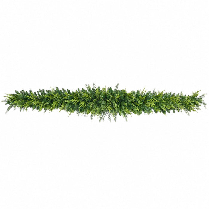 9'Wx12"H PE Artificial Cedar Mantel Swag -Green - C-260440